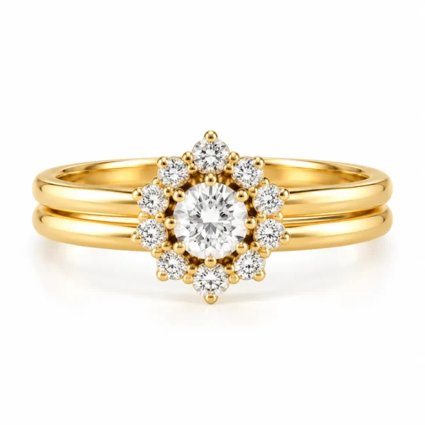 Flower Halo Lab Grown Diamond Ring featuring a floral-inspired halo design with sparkling lab grown diamonds.