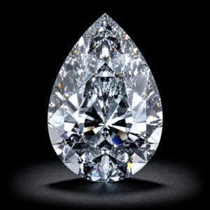 Brilliant pear cut lab grown diamond with elegant teardrop shape and exceptional sparkle on white background