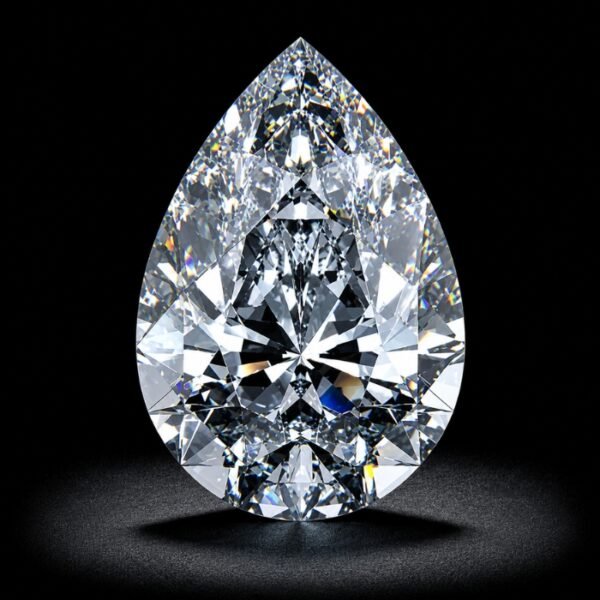 Brilliant pear cut lab grown diamond with elegant teardrop shape and exceptional sparkle on white background