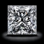 Brilliant princess cut lab grown diamond with exceptional sparkle and precise square shape on white background