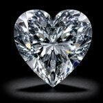 Brilliant heart cut lab grown diamond with symmetrical shape and exceptional sparkle on white background