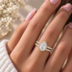 Pear Shape Lab Grown Diamond Halo Engagement Ring | 18K Gold ring - Image 4