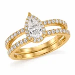 Pear Shape Lab Grown Diamond Halo Engagement Ring | 18K Gold ring - Image 2