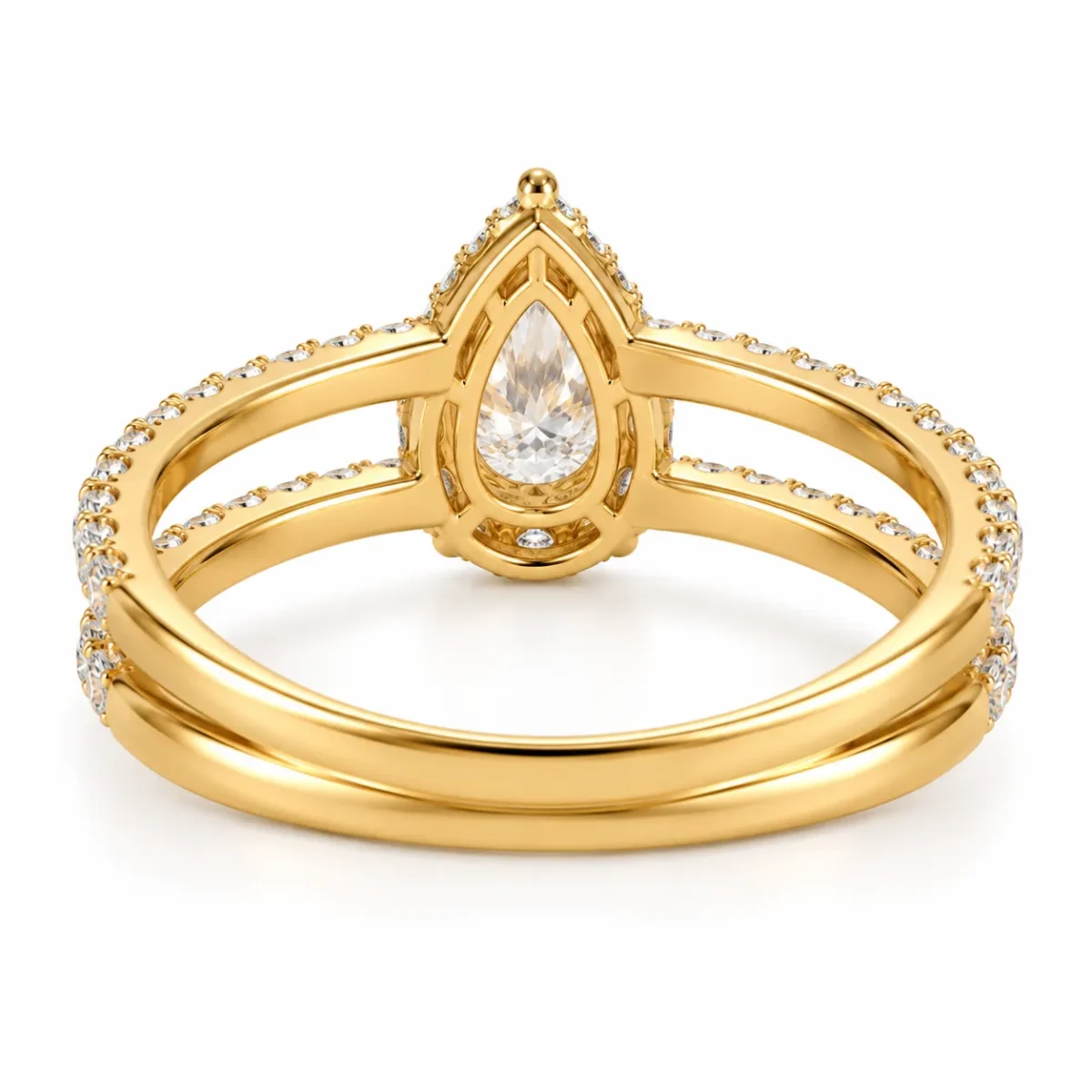 Pear Shape Lab Grown Diamond Halo Engagement Ring | 18K Gold ring - Image 3