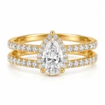 Pear Shape Lab Grown Diamond Halo Engagement Ring | 18K Gold ring