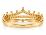 Three Band Pavé Design Lab Grown Diamond Crown Ring | 18K Gold Ring - Image 3