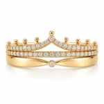 Three Band Pavé Design Lab Grown Diamond Crown Ring featuring a distinctive crown-inspired silhouette with sparkling pavé-set diamonds.