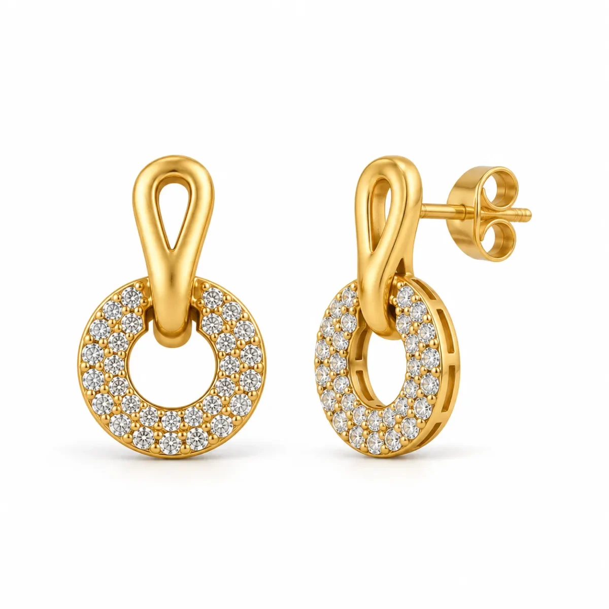 Elegant Circle Loop Lab Grown Diamond Stud Earrings for Women – 18k Gold - Image 2