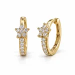 Elegant Floral Lab Grown Diamond Huggie Hoop Earrings for Women – 18k Gold - Image 2
