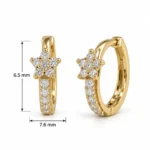 Elegant Floral Lab Grown Diamond Huggie Hoop Earrings for Women – 18k Gold - Image 3