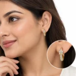 Elegant Floral Lab Grown Diamond Huggie Hoop Earrings for Women – 18k Gold - Image 4