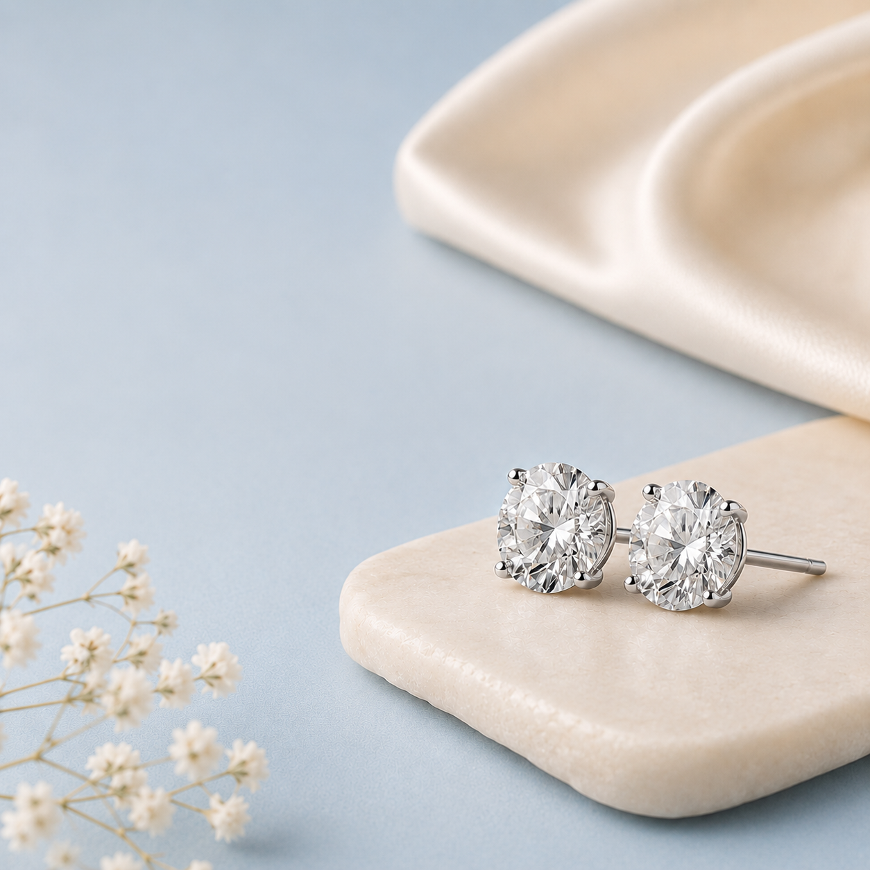 Lab grown diamond earstuds featuring IGI certified sparkling diamond earrings for daily wear, gifting, and sustainable luxury jewelry