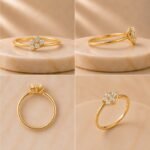 Elegant floral cluster lab grown diamond ring in yellow gold featuring six brilliant round diamonds, ideal for engagement, promise, anniversary, and everyday wear.