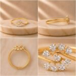 Lush Vine Lab Grown Diamond Ring displayed from front view, side view, top view, and angled perspective featuring a nature-inspired vine design with sparkling lab grown diamonds.