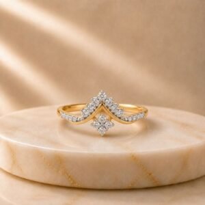Tiara Grace Lab Grown Diamond Ring displayed from front view, side view, top view, and angled perspective featuring a royal crown-inspired design with brilliant lab grown diamonds.