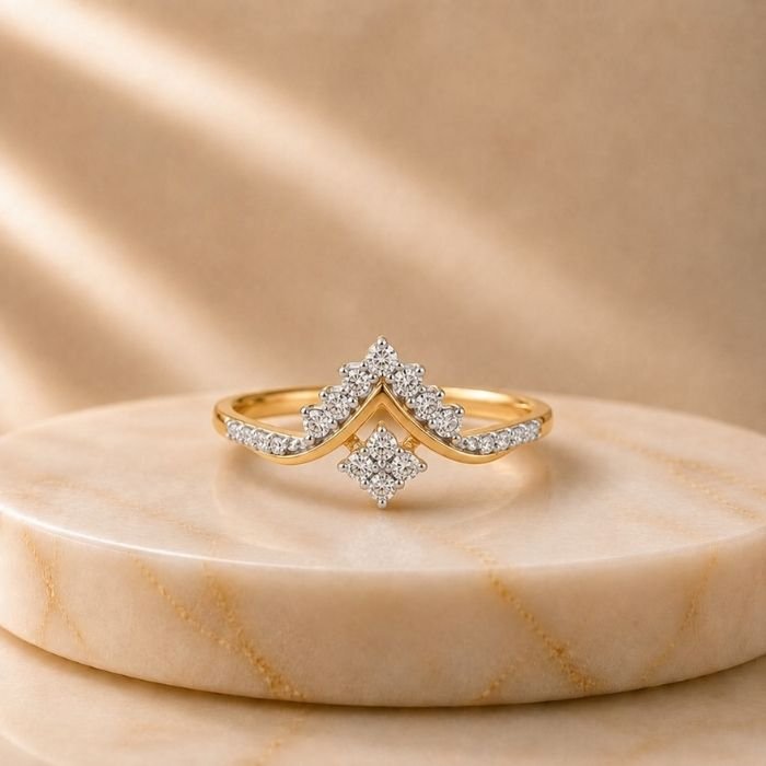 Tiara Grace Lab Grown Diamond Ring Tiara Grace Lab Grown Diamond Ring displayed from front view, side view, top view, and angled perspective featuring a royal crown-inspired design with brilliant lab grown diamonds.
