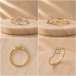 Tiara Grace Lab Grown Diamond Ring displayed from front view, side view, top view, and angled perspective featuring a royal crown-inspired design with brilliant lab grown diamonds.