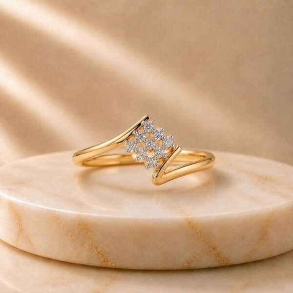 Sparkling Snow Lab Grown Diamond Ring showing front view, side view, top view and angled perspective on white background.