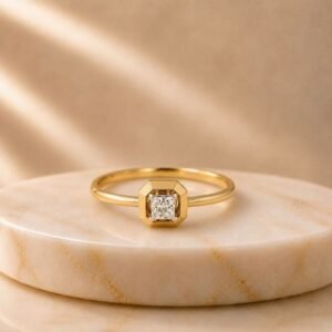 Prisma Lab Grown Diamond Ring displayed from front view, side view, top view, and angled perspective featuring brilliant lab grown diamonds and an elegant modern design.