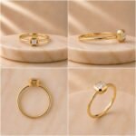 Prisma Lab Grown Diamond Ring displayed from front view, side view, top view, and angled perspective featuring brilliant lab grown diamonds and an elegant modern design.