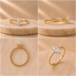 Luna Marquise Lab Grown Diamond Ring displayed from front view, side view, top view, and angled perspective featuring a brilliant marquise-cut lab grown diamond.