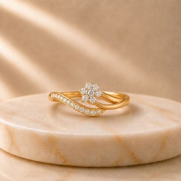 Twilight Petal Lab Grown Diamond Ring featuring an elegant floral-inspired design with brilliant lab grown diamond showcased from front view, side view, top view, and angled perspective.
