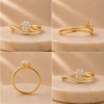 Twilight Petal Lab Grown Diamond Ring featuring an elegant floral-inspired design with brilliant lab grown diamond showcased from front view, side view, top view, and angled perspective.