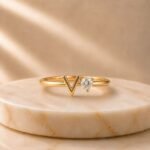 Viora Solitaire Lab Grown Diamond Ring featuring a brilliant solitaire diamond displayed from front view, side view, top view, and angled perspective.