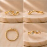 Infinity Duet Lab Grown Diamond Ring featuring an elegant infinity-inspired dual stone design displayed from front view, side view, top view, and angled perspective.