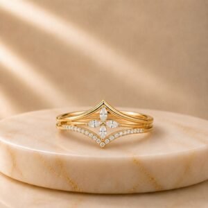 Crowned Petal Lab Grown Diamond Ring featuring a crown-inspired floral setting with a brilliant lab grown diamond displayed from front view, side view, top view, and angled perspective.