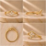 Crowned Petal Lab Grown Diamond Ring featuring a crown-inspired floral setting with a brilliant lab grown diamond displayed from front view, side view, top view, and angled perspective.