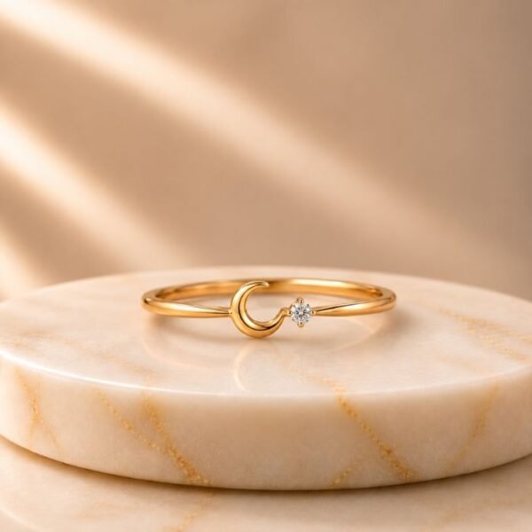 Luna Wave Lab Grown Diamond Ring featuring an elegant wave-inspired design with a brilliant lab grown diamond displayed from front view, side view, top view, and angled perspective.