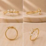 Celeste Laurel Lab Grown Diamond Ring displayed from front view, side view, top view, and angled perspective showcasing the elegant laurel leaf-inspired design with brilliant lab grown diamonds.
