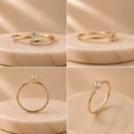 Celeste Duo Lab Grown Diamond Ring displayed from front view, side view, top view, and angled perspective showcasing the elegant two-stone design with brilliant lab grown diamonds.