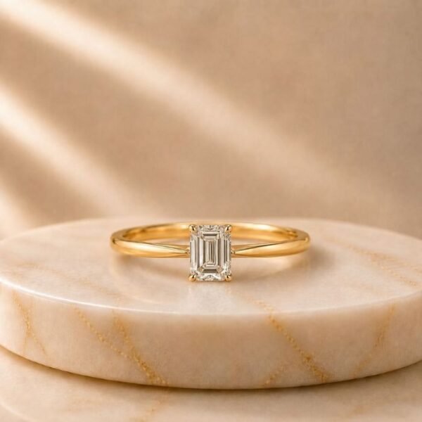 Ever Classic Solitaire Lab Grown Diamond Ring displayed from front view, side view, top view, and angled perspective showcasing the brilliant solitaire lab grown diamond and timeless classic setting.