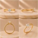 Bella Heart Lab Grown Diamond Ring displayed from front view, side view, top view, and angled perspective showcasing the elegant heart-inspired design with brilliant lab grown diamonds.