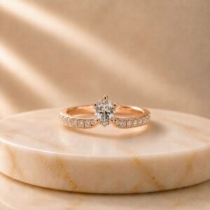 Lumina Oval Lab Grown Diamond Ring displayed from front view, side view, top view, and angled perspective showcasing the brilliant oval-cut lab grown diamond and elegant craftsmanship.