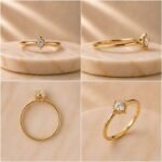 Solara Bloom Lab Grown Diamond Ring displayed from front view, side view, top view, and angled perspective featuring an elegant floral diamond design.