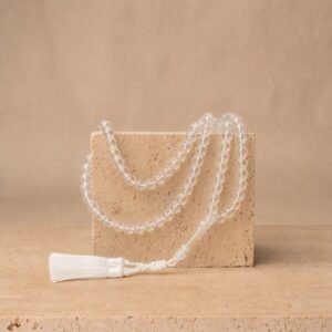 Natural Clear Quartz Crystal Mala 108 Beads 6mm and 8mm Original Sphatik Healing Necklace