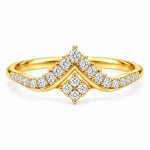 Crown Shape Lab Grown Diamond Ring with sparkling cluster accents in an elegant crown-inspired design.