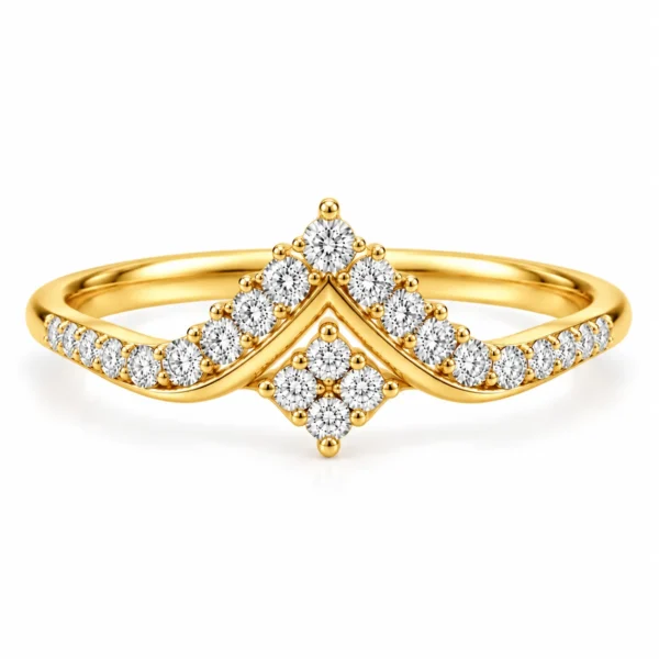 Crown Shape Lab Grown Diamond Ring with sparkling cluster accents in an elegant crown-inspired design.