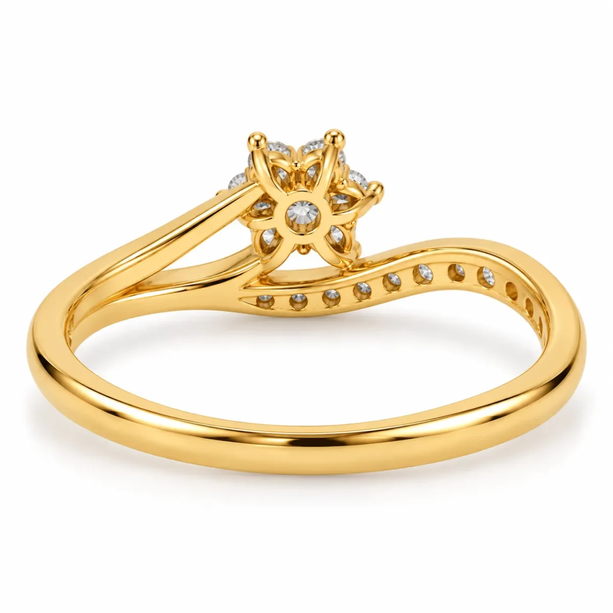 Flower Cluster Lab Grown Diamond Ring Pavé Accent | 18K Gold Ring - Image 3