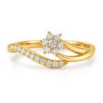 Flower Cluster Lab Grown Diamond Ring featuring a floral diamond cluster and sparkling pavé accent band.
