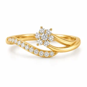Flower Cluster Lab Grown Diamond Ring featuring a floral diamond cluster and sparkling pavé accent band.