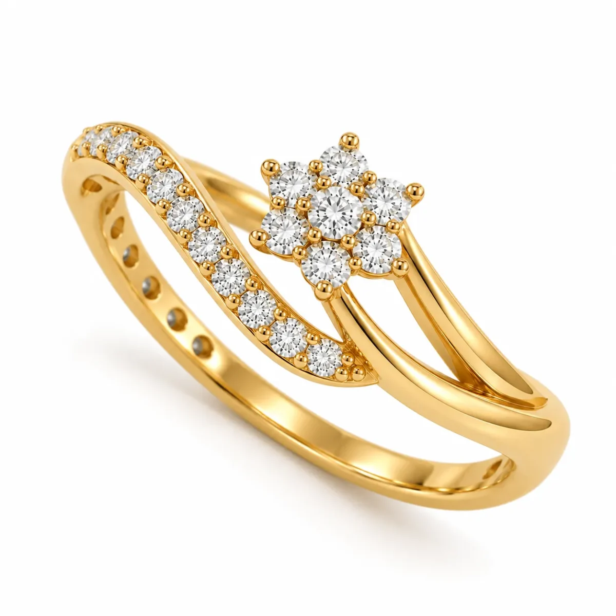 Flower Cluster Lab Grown Diamond Ring Pavé Accent | 18K Gold Ring - Image 2