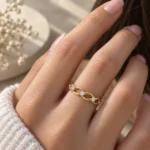 Infinity Knot Lab Grown Diamond & Gold Ring | 18K Gold - Image 4