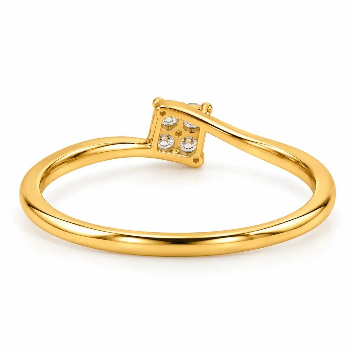 Lab Grown Diamond Cluster Bypass Ring - 18K Gold Ring - Image 3