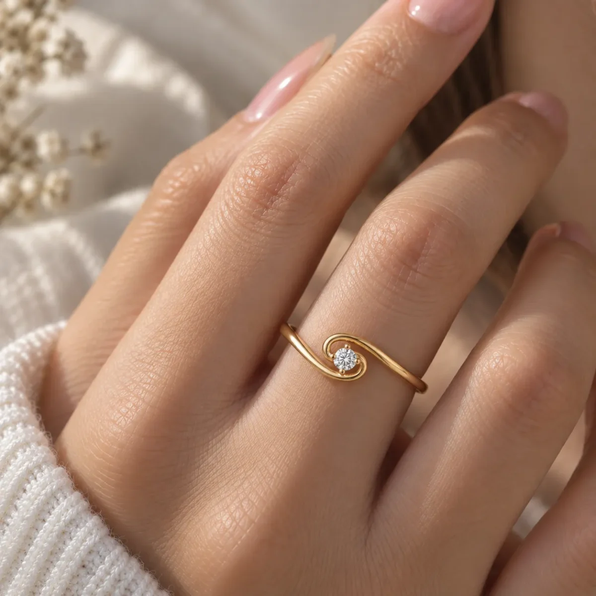 Lab Grown Diamond Wave Ring |18K Gold - Image 4