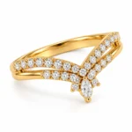 Marquise Center Lab Grown Diamond Pavé Chevron Ring | 18K Gold Ring - Image 2