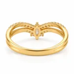 Marquise Center Lab Grown Diamond Pavé Chevron Ring | 18K Gold Ring - Image 3